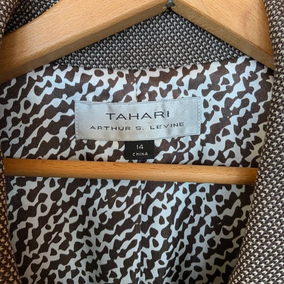 TAHARI Arthur Levine Tweed Wool Poly Lined Blazer Size 14 - Picture 4 of 9